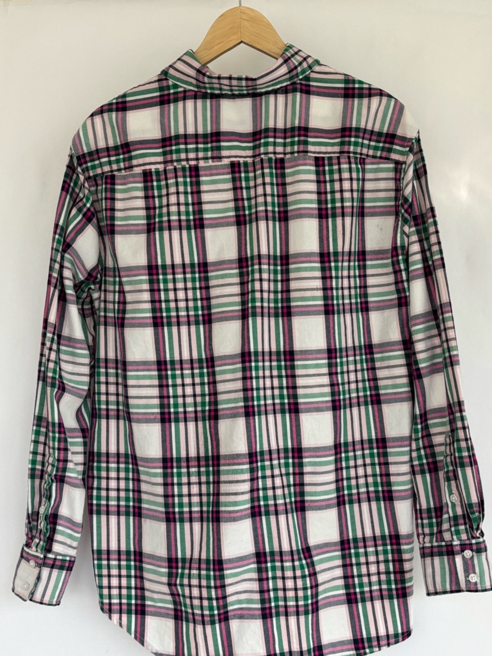 Crown & Ivy, size large, blue, green, pink plaid long sleeve shirt - Picture 3 of 6